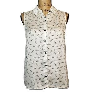 Forever 21 Women's Sleeveless Button Down Collared Shirt Shirt Size Small